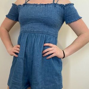 Denim Off-the-Shoulder Romper